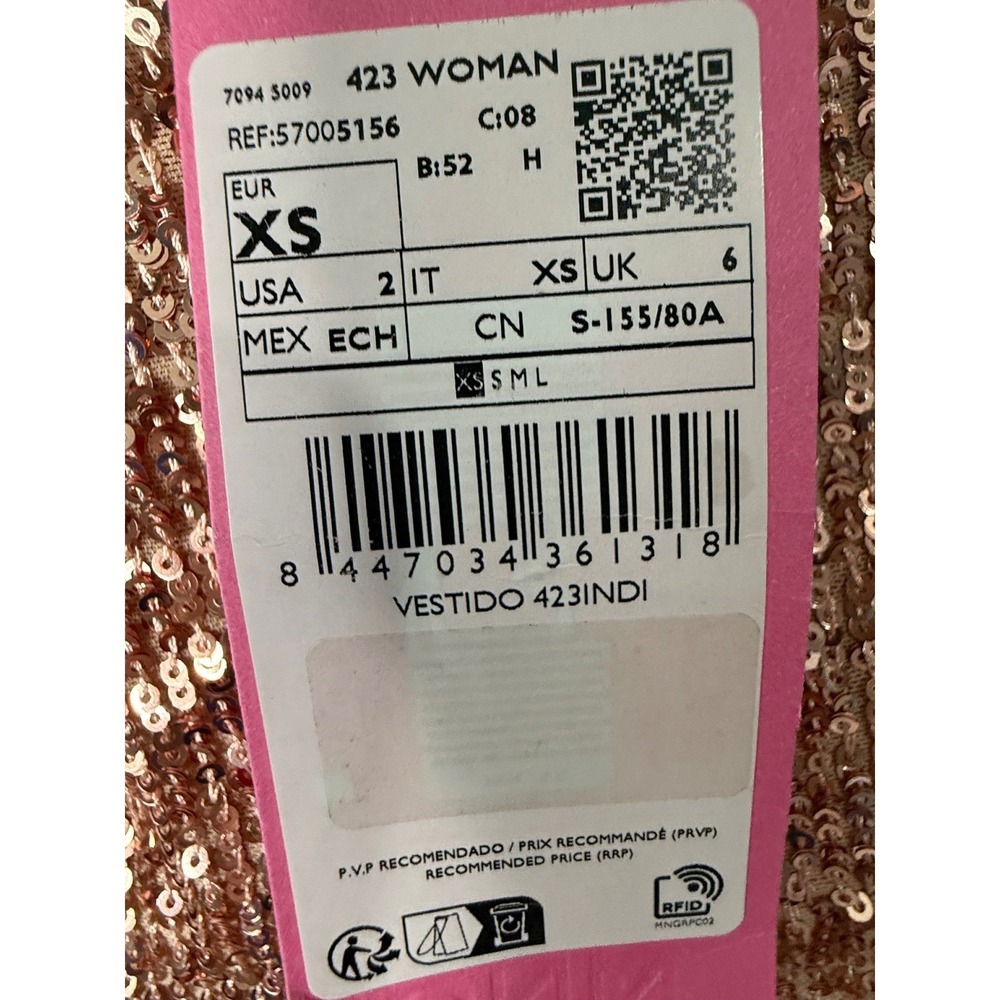 MNG Capsule Rose Gold Sequin One Shoulder Gown XS NWT - Picture 6 of 11